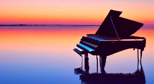 Постер "Sunset Piano" Фортепиано на закате в Хоста Спот. Музыка Пэта Метени и И.С.Баха