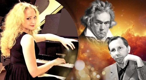 Постер Салон с историей: Бетховен. Слонимский. Фортепианный концерт и экскурсия — Екатерина Андрианова — вечеринка с фуршетом в музее на Невском