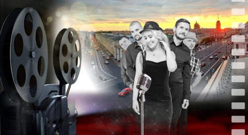 Постер Мировые хиты! Лучшие песни кино на крыше Невского — квартет Анны Штейн. Ретро-вечеринка с фуршетом: концерт, викторина и призы!