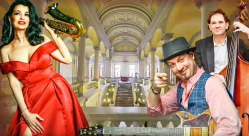 Постер ИТАЛИЯ ЗОЛОТО JAZZ — ЗОЛОТО ОСЕНИ — ЗОЛОТОЙ САКСОФОН — трио Лады Поповой — хиты в стиле Джаз — ретро вечеринка с фуршетом во дворце на Невском