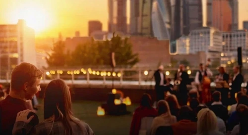 Постер Unforgettable. Винтажный джаз Нью-Йорка 40-60-х на открытой крыше с закатом над Сити.
