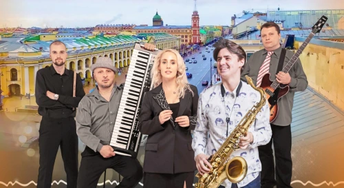 Постер Jazz & Blues — Штейн-квинтет — Хит вечеринка с фуршетом на крыше Невского